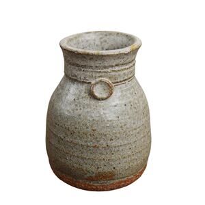 Vintage 90s Cottagecore / Glazed Grey Stoneware Signed Pottery - 4H x 3W